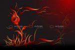 Dark Background with Abstract Flower in Fire Flames